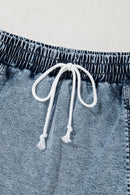 Drawstring High Waist Pocketed Denim Shorts