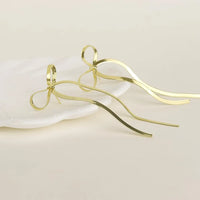Stainless Steel Bow Bar Earrings