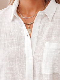 Full Size Button Up Short Sleeve Shirt Plus Size