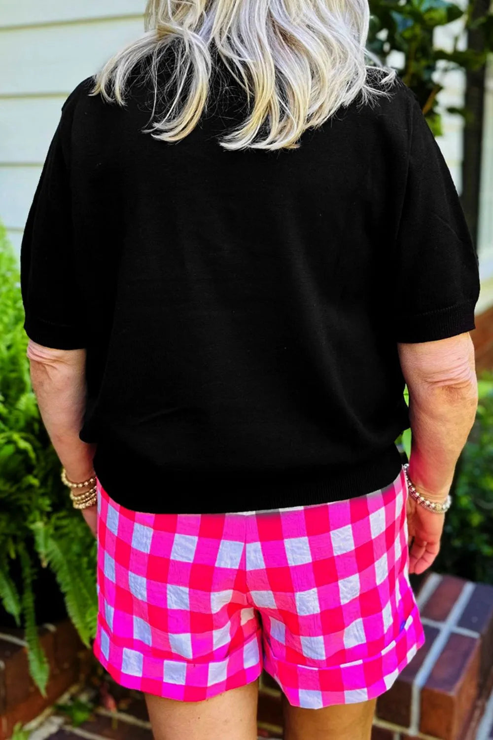 Plus Size CHEERS Basic Round Neck Short Sleeve Sweater - Slightly Stretchy & Comfortable
