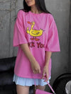 Stylish Duck Graphic Oversized T-Shirt for Comfort - 100% Polyester, Machine Washable - Store 42