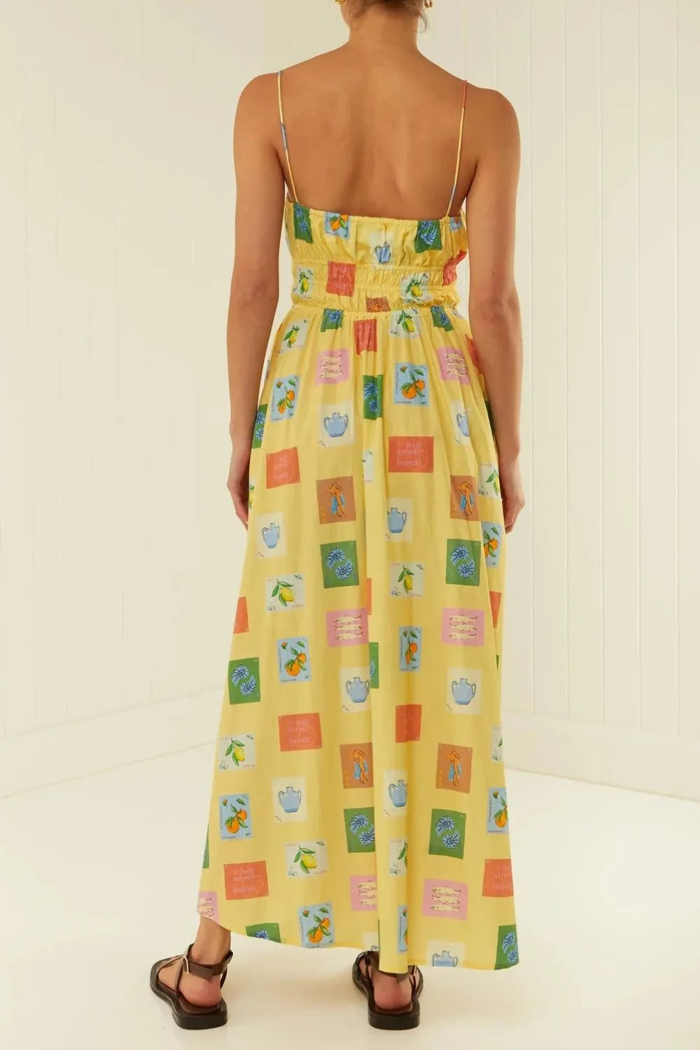 Elegant Printed Square Neck Maxi Cami Dress with Pockets, Opaque Fabric, 100% Polyester