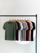Slightly Stretchy 100% Polyester Crew Neck Short Sleeve T-Shirt for Everyday Comfort - Store 42