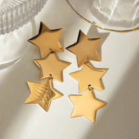 18K Gold-Plated Stainless Steel Star Earrings - Lightweight, Stylish & Durable Jewelry - Store 42