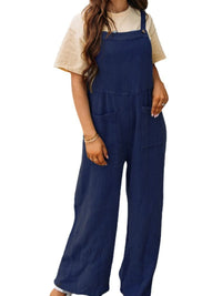 Full Size Casual Wide Leg Textured Overalls Plus Size