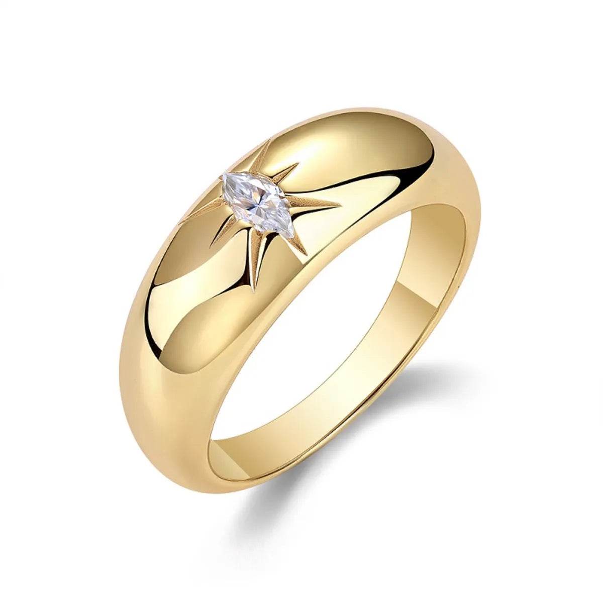 Elegant 925 Sterling Silver Moissanite Ring with 0.1ct Gemstone - Stunning 18K Gold-Plated Design - Store 42