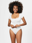 Full Size Square Neck Short Sleeve Bodysuit - Store 42