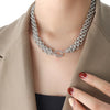 Gold Chain Link Jewelry Set with Necklace and Bracelet Silver One Size