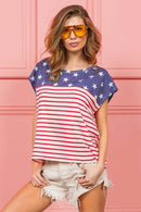 BiBi Star Printed & Stripe Combo Top - Unique Pattern Mixing, 100% Cotton, Slightly Stretchy - Store 42