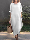 Full Size Casual Loose Fit Round Neck Midi Dress Plus Size - Store 42