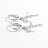 Elegant 925 Sterling Silver Zircon Cross Earrings - Platinum & 18K Gold-Plated - Store 42