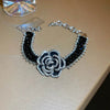 Elegant Copper Rhinestone Flower Bracelet with Crystal Accents - Adjustable Length 6.5 to 8.7 in - Store 42