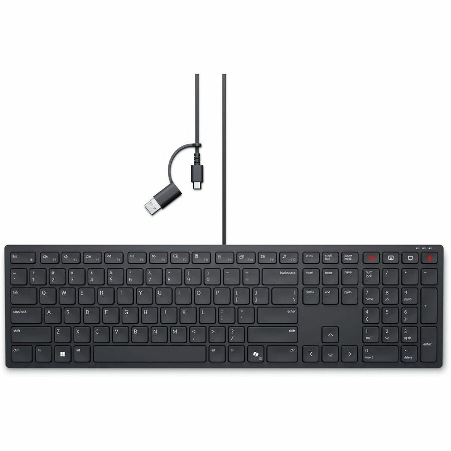 Dell KB525C Wired Collaboration Keyboard for Zoom & Teams | Silent Keys, USB-C & USB-A Connection