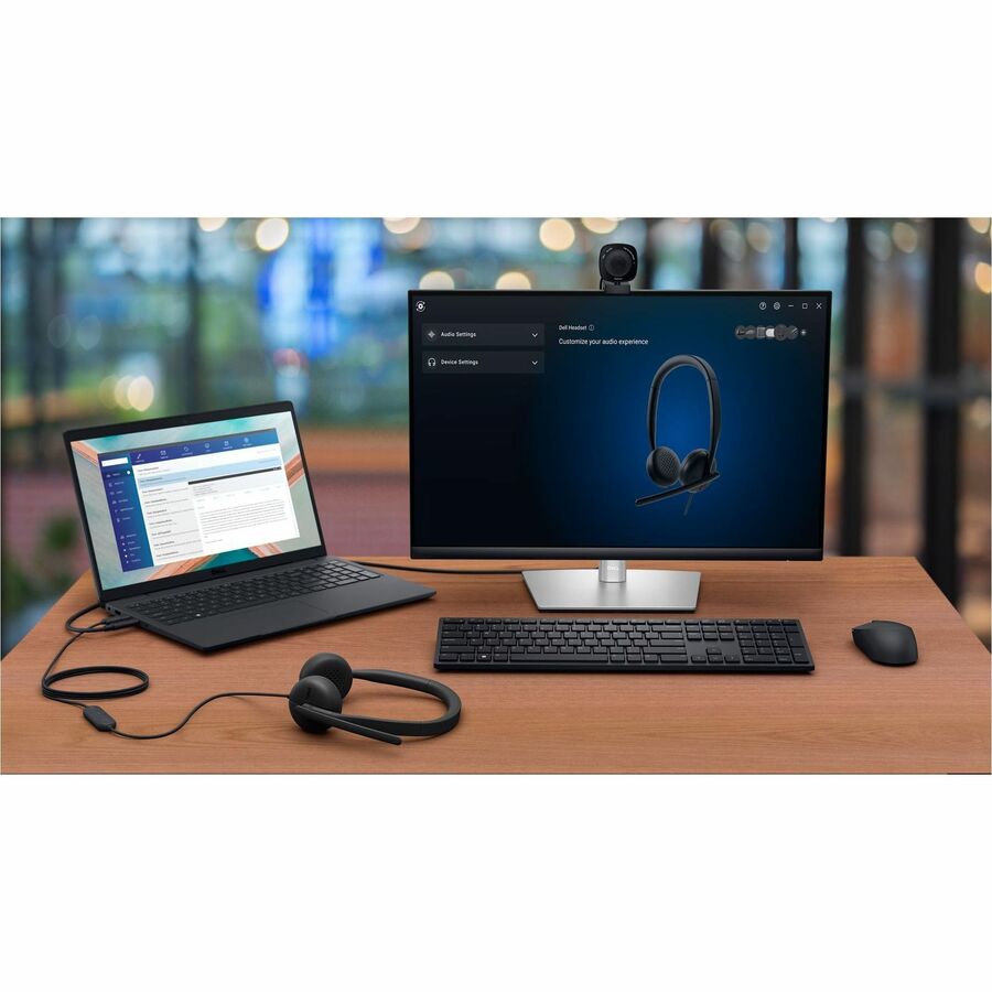 Dell WH3024 Wired Headset with AI Noise Cancellation & Boom Mic - Clear Voice & Comfort