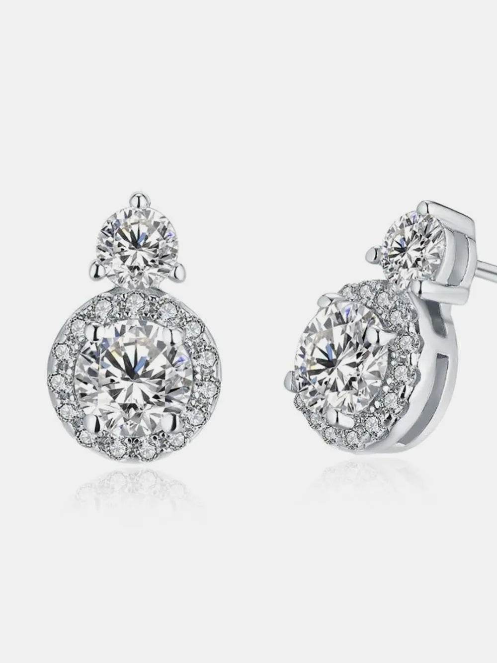 1 Carat Moissanite Earrings in 925 Sterling Silver with Platinum-Plated Finish