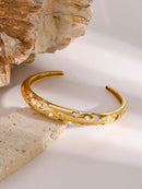 Elegant 18K Gold-Plated Stainless Steel Rhinestone Cutout Bracelet for Stylish Accessory - Store 42