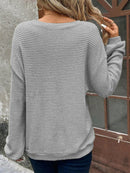 Plus Size Relaxed Fit Waffle Knit Round Neck T-Shirt
