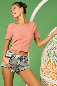 BiBi Rib Knit with Back Cross and Tied Detailed Top - Store 42