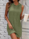 Full Size Drawstring Casual Sleeveless Hooded Mini Dress Plus Size - Store 42
