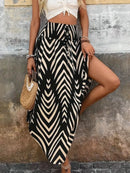 Asymmetrical Smocked Printed Skirt