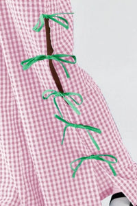 Side Tied Plaid Pants