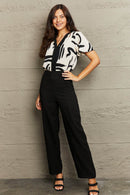 Perfee Printed Flutter Sleeve V-Neck Bodysuit - Store 42