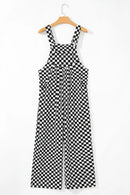 Checkered Print Pocketed Wide Leg Jumpsuit