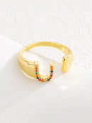 18K Gold-Plated Zircon Letter Ring U onesize
