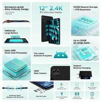 Doogee T40 Pro Tablet 12 Inch, 20GB RAM, 512GB Storage, 10800mAh Battery, Android 14
