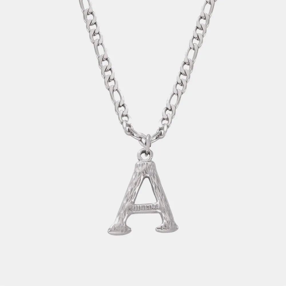 Stylish Titanium Steel Letter Pendant Necklace - 15In Chain with 2In Extension