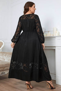 Honey Melo Apparel Plus Size Embroidery Round Neck Long Sleeve Maxi Dress - Store 42