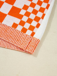 Checkered Pattern Open Front Cardigan