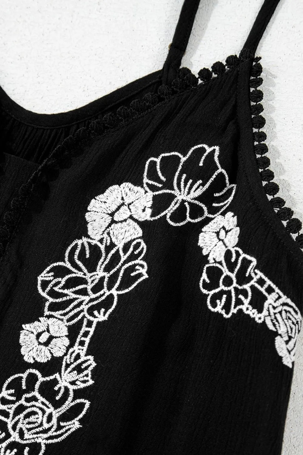Floral Ruffled Hem Embroidery Cami