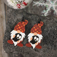 Handcrafted Wooden Gnome Dangle Earrings, 2.9 In - Unique Alloy and Wood Jewelry - Store 42