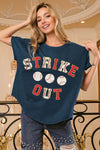 BiBi Strikeout Letter Patches Washed Short Sleeve Top - Store 42