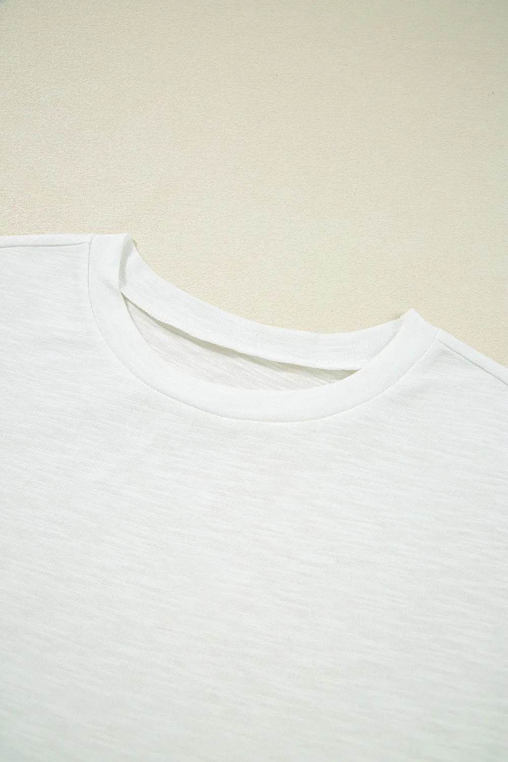 Lace Patchwork Cap Sleeve T-Shirt with Round Neck - Soft Polyester Cotton Blend - Store 42