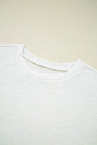 Lace Patchwork Cap Sleeve T-Shirt with Round Neck - Soft Polyester Cotton Blend - Store 42