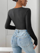 Perfee Ribbed Contrast Long Sleeve Bodysuit - Store 42