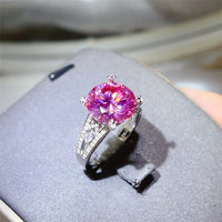 5 Carat Moissanite 925 Sterling Silver Ring Pink Purple