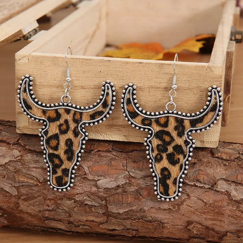 Stylish Alloy Animal Print Cow Head Earrings - Unique Fashion Jewelry