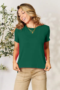 Basic Bae Full Size Round Neck Short Sleeve T-Shirt Plus Size Green