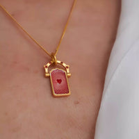 Elegant 18K Gold-Plated Titanium Steel Pendant Necklace with Resin Detail, 17.7-Inch Chain - Store 42