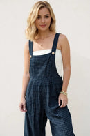 Oh Full Size Plaid Wide Leg Overalls with Pockets