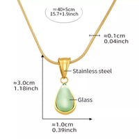 Elegant Stainless Steel Teardrop Necklace - 18K Gold-Plated & Platinum-Plated Design - Store 42