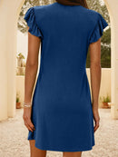 V-Neck Ruffled Cap Sleeve Mini Dress