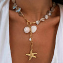 18K Gold-Plated Ocean Theme Necklace with Starfish Pendant - Store 42