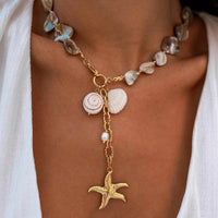 18K Gold-Plated Ocean Theme Necklace with Starfish Pendant - Store 42