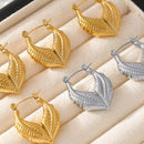 Elegant 18K Gold-Plated Titanium Steel Leaf Shape Earrings - Lightweight & Chic Design - Store 42