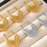 Elegant 18K Gold-Plated Titanium Steel Leaf Shape Earrings - Lightweight & Chic Design - Store 42