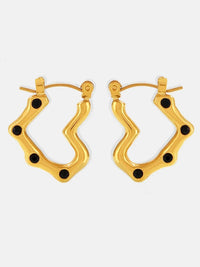 Elegant 18K Gold-Plated Stainless Steel Heart Earrings with Rhinestones - Trendy Jewelry Accessory - Store 42